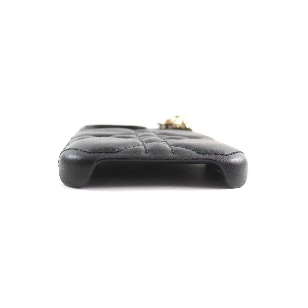 Christian Dior iPhone case S6003ONMJ leather black Lady Dior Women Used Authentic