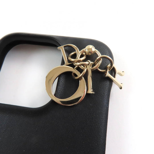 Christian Dior iPhone case S6003ONMJ leather black Lady Dior Women Used Authentic