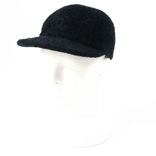 CHANEL cap 22B AA8562 Outer material: 68% cotton, Outer material: 23% wool, Outer material: 5% silk, Outer material: 3% polyester, Outer material: 1% polyamide (nylon) Black glitter Women M Used Authentic
