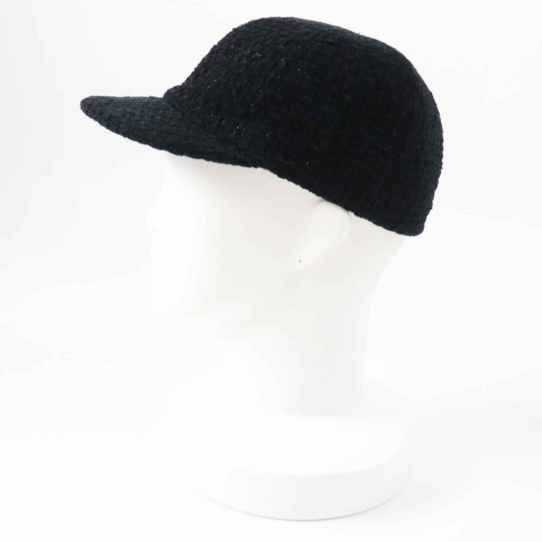 CHANEL cap 22B AA8562 Outer material: 68% cotton, Outer material: 23% wool, Outer material: 5% silk, Outer material: 3% polyester, Outer material: 1% polyamide (nylon) Black glitter Women M Used Authentic