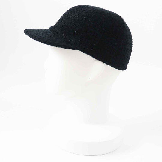 CHANEL cap 22B AA8562 Outer material: 68% cotton, Outer material: 23% wool, Outer material: 5% silk, Outer material: 3% polyester, Outer material: 1% polyamide (nylon) Black glitter Women M Used Authentic