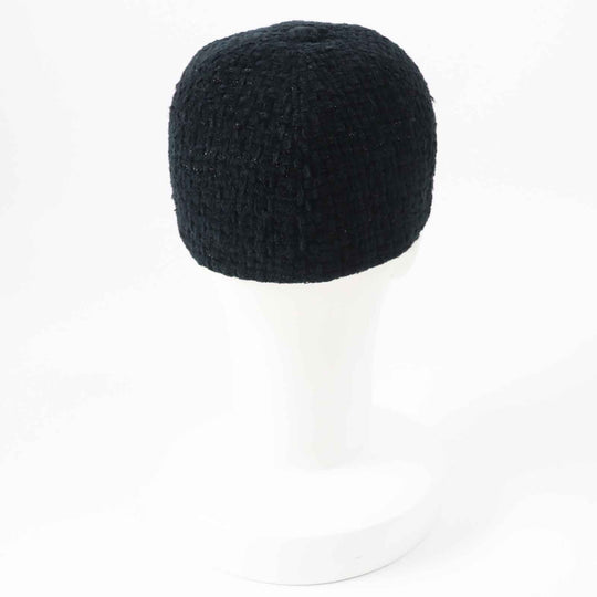 CHANEL cap 22B AA8562 Outer material: 68% cotton, Outer material: 23% wool, Outer material: 5% silk, Outer material: 3% polyester, Outer material: 1% polyamide (nylon) Black glitter Women M Used Authentic