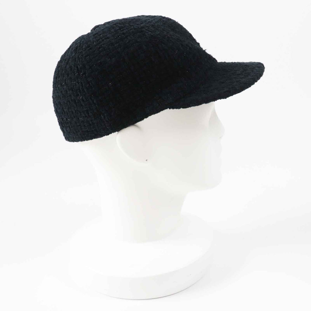 CHANEL cap 22B AA8562 Outer material: 68% cotton, Outer material: 23% wool, Outer material: 5% silk, Outer material: 3% polyester, Outer material: 1% polyamide (nylon) Black glitter Women M Used Authentic