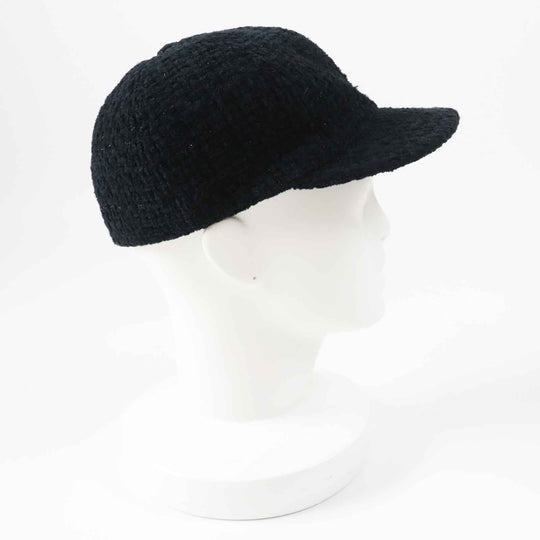 CHANEL cap 22B AA8562 Outer material: 68% cotton, Outer material: 23% wool, Outer material: 5% silk, Outer material: 3% polyester, Outer material: 1% polyamide (nylon) Black glitter Women M Used Authentic