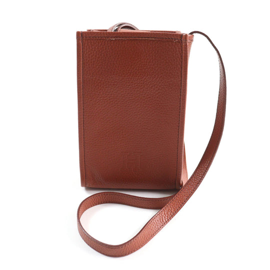 HIROFU Shoulder Bag Main: Leather Brown Women Used Authentic