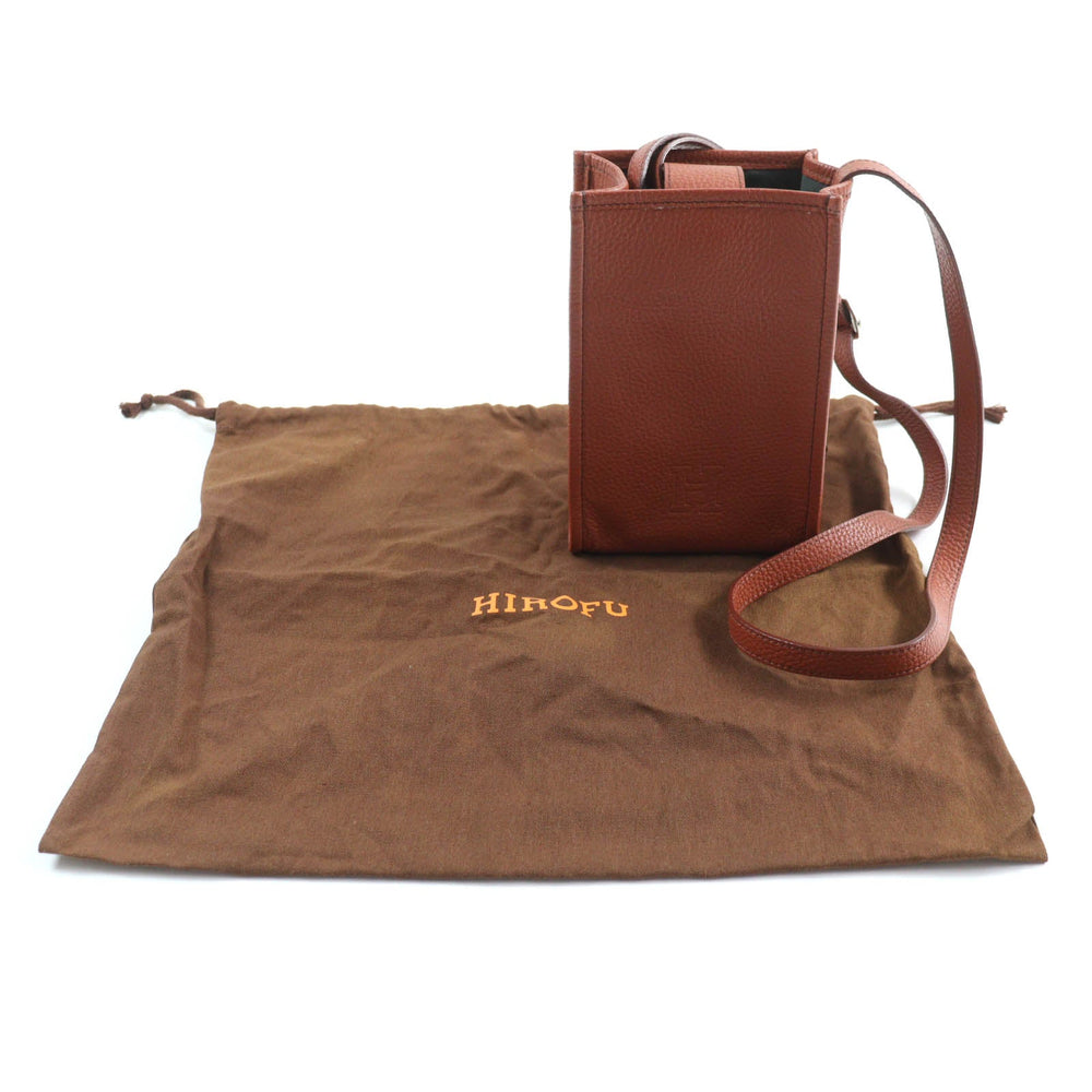 HIROFU Shoulder Bag Main: Leather Brown Women Used Authentic
