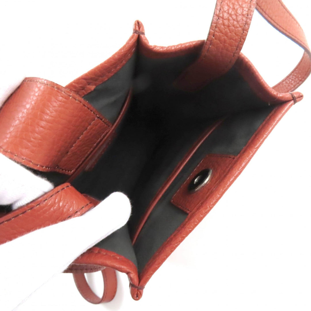 HIROFU Shoulder Bag Main: Leather Brown Women Used Authentic