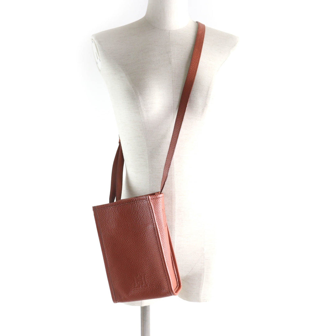 HIROFU Shoulder Bag Main: Leather Brown Women Used Authentic