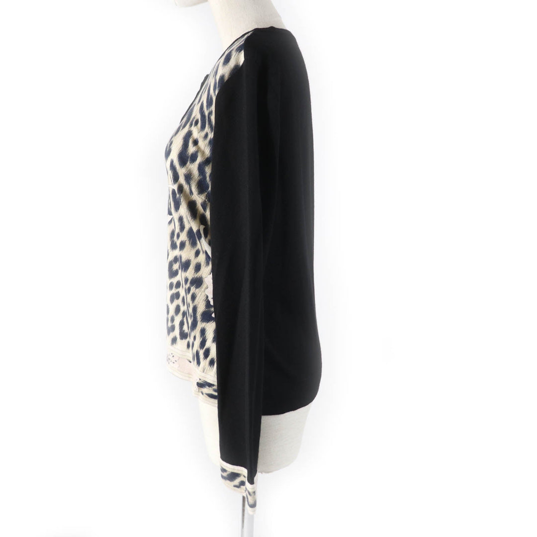 LEONARD FASHION cardigan Main: 75% silk, Main: 25% cashmere Black beige Women 40 Used Authentic