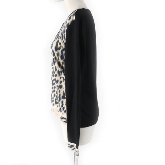 LEONARD FASHION cardigan Main: 75% silk, Main: 25% cashmere Black beige Women 40 Used Authentic