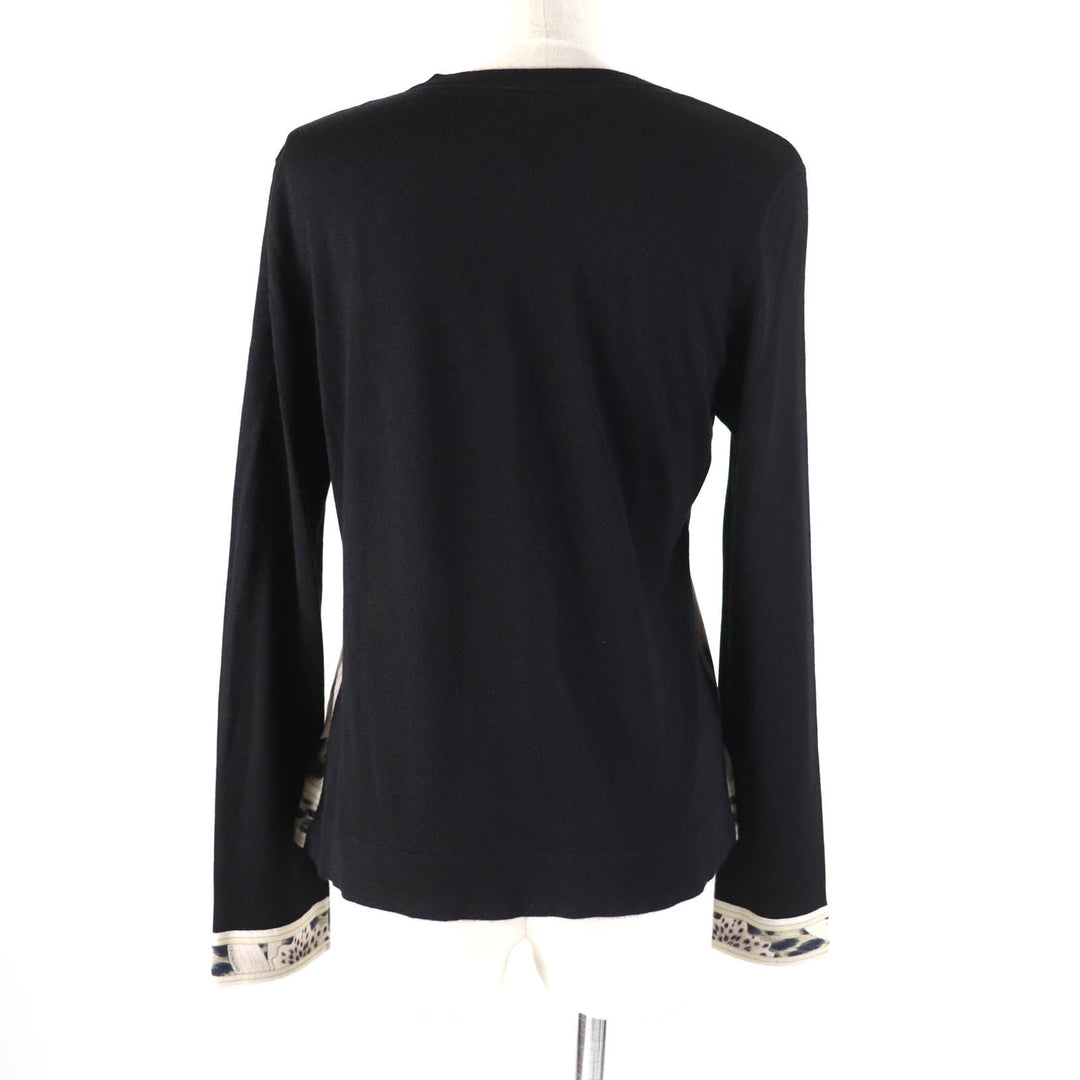 LEONARD FASHION cardigan Main: 75% silk, Main: 25% cashmere Black beige Women 40 Used Authentic