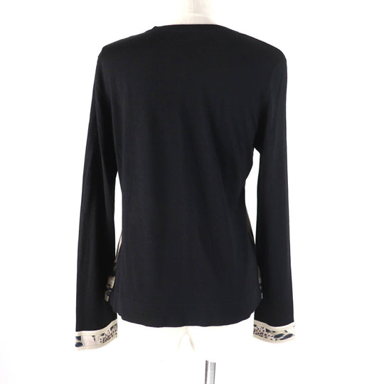 LEONARD FASHION cardigan Main: 75% silk, Main: 25% cashmere Black beige Women 40 Used Authentic