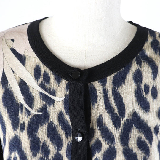 LEONARD FASHION cardigan Main: 75% silk, Main: 25% cashmere Black beige Women 40 Used Authentic