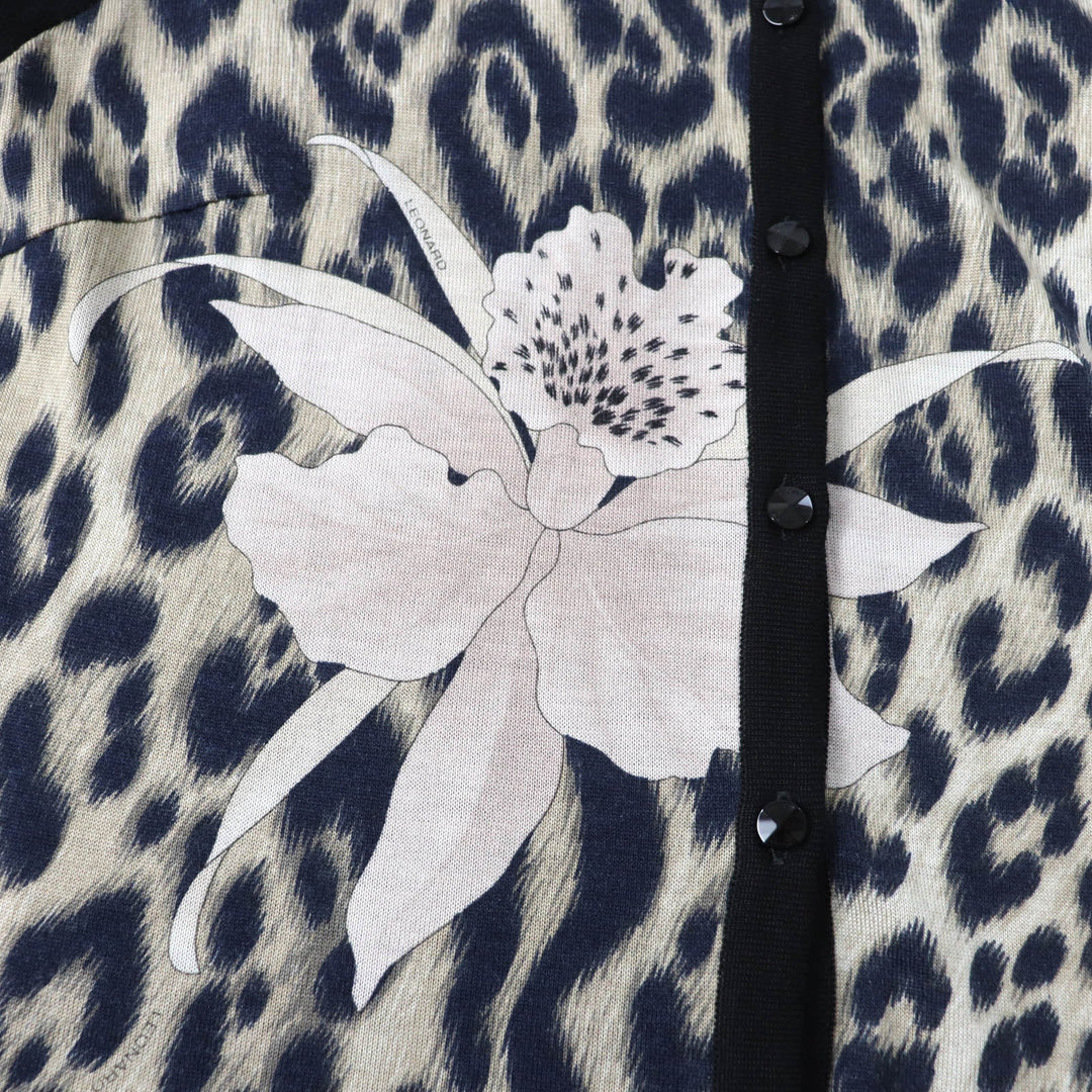 LEONARD FASHION cardigan Main: 75% silk, Main: 25% cashmere Black beige Women 40 Used Authentic