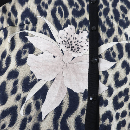 LEONARD FASHION cardigan Main: 75% silk, Main: 25% cashmere Black beige Women 40 Used Authentic