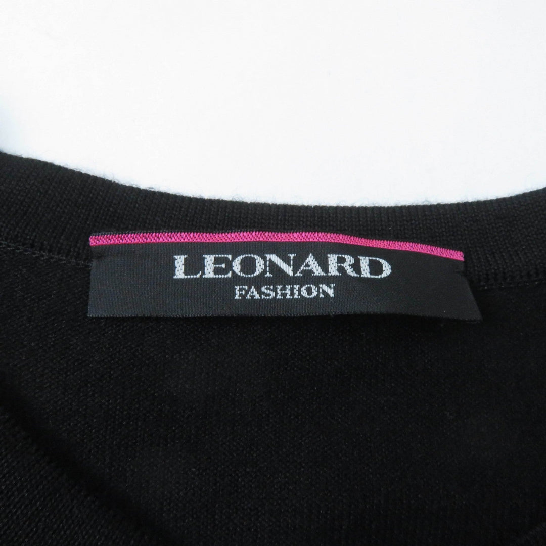 LEONARD FASHION cardigan Main: 75% silk, Main: 25% cashmere Black beige Women 40 Used Authentic
