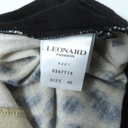 LEONARD FASHION cardigan Main: 75% silk, Main: 25% cashmere Black beige Women 40 Used Authentic