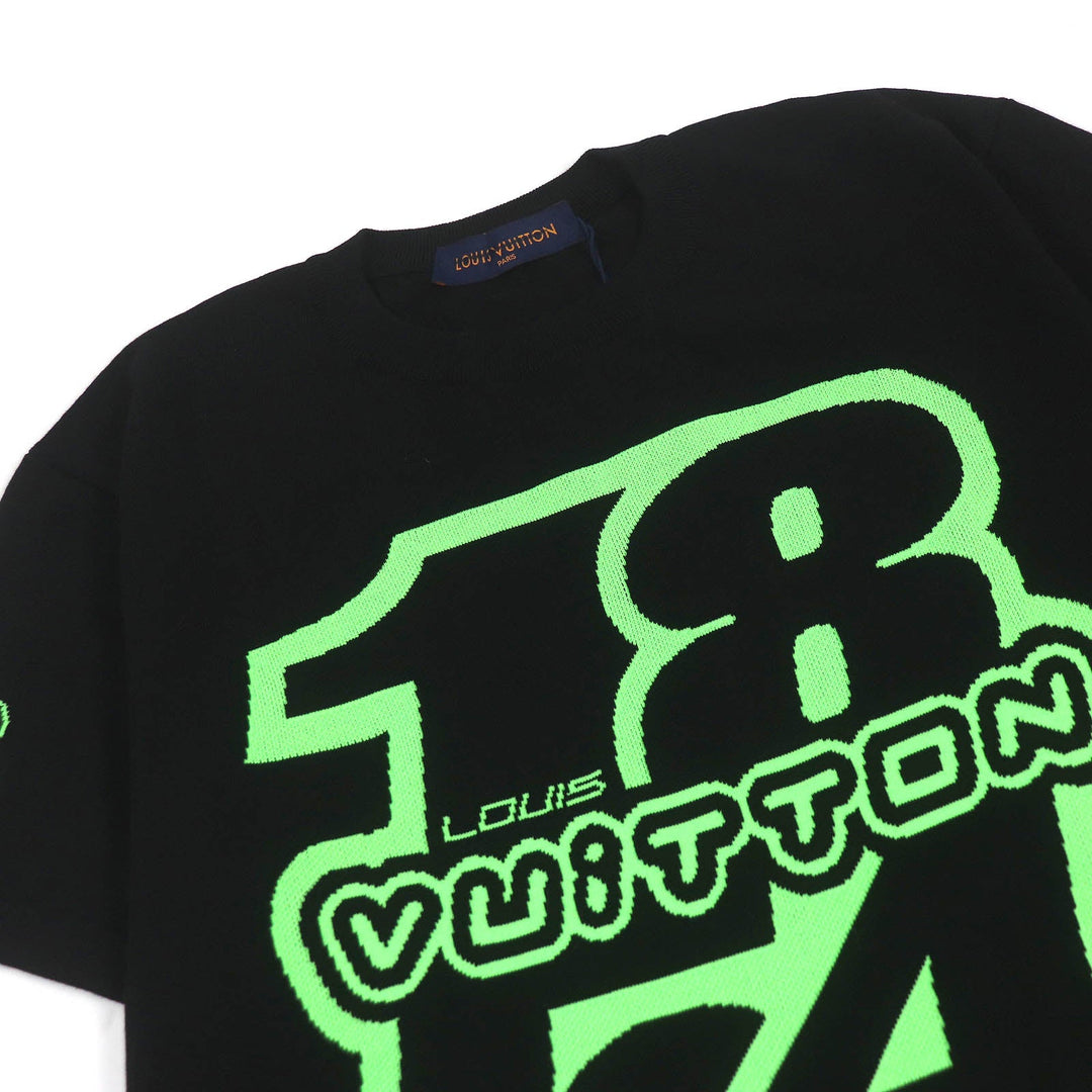 LOUIS VUITTON Short sleeve knit 1AAGO4 Main: 89% cotton, Main: 11% nylon Black green mens M Used Authentic