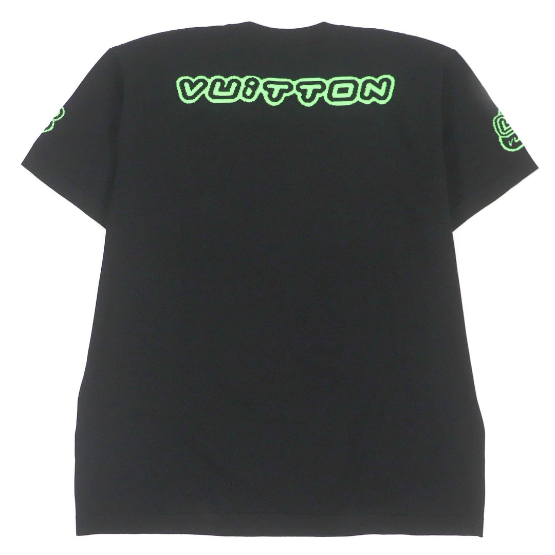 LOUIS VUITTON Short sleeve knit 1AAGO4 Main: 89% cotton, Main: 11% nylon Black green mens M Used Authentic