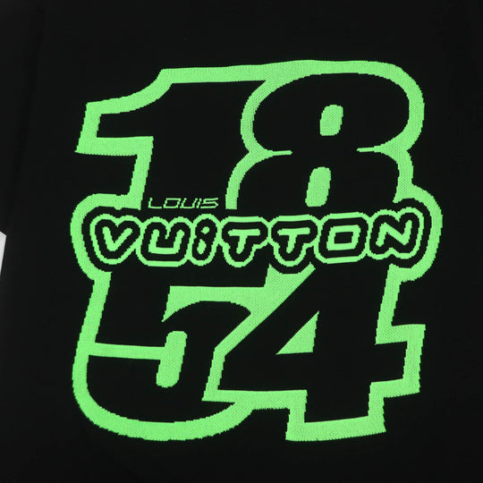 LOUIS VUITTON Short sleeve knit 1AAGO4 Main: 89% cotton, Main: 11% nylon Black green mens M Used Authentic