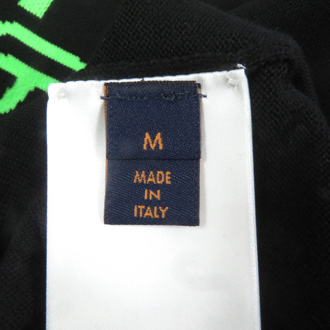 LOUIS VUITTON Short sleeve knit 1AAGO4 Main: 89% cotton, Main: 11% nylon Black green mens M Used Authentic