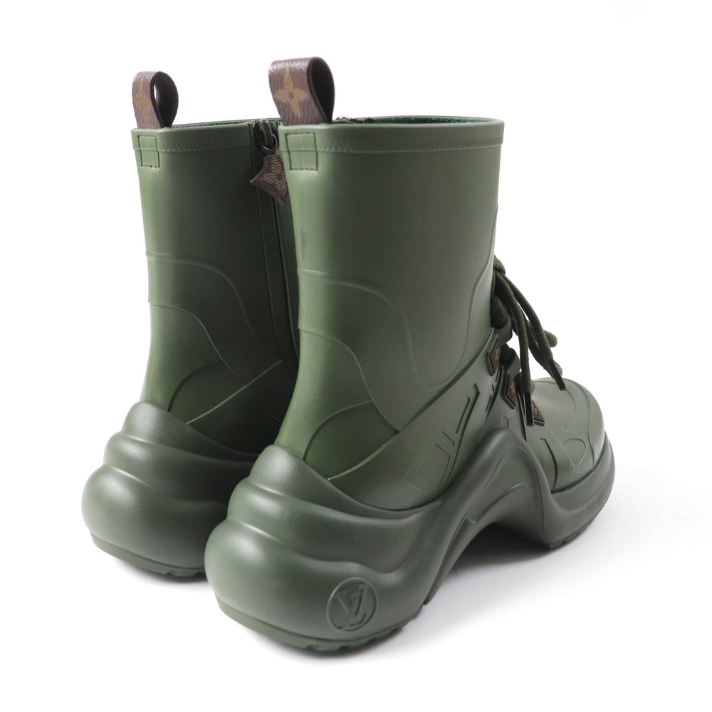LOUIS VUITTON Rain shoes Main: Rubber khaki arc light line Women 36 Used Authentic