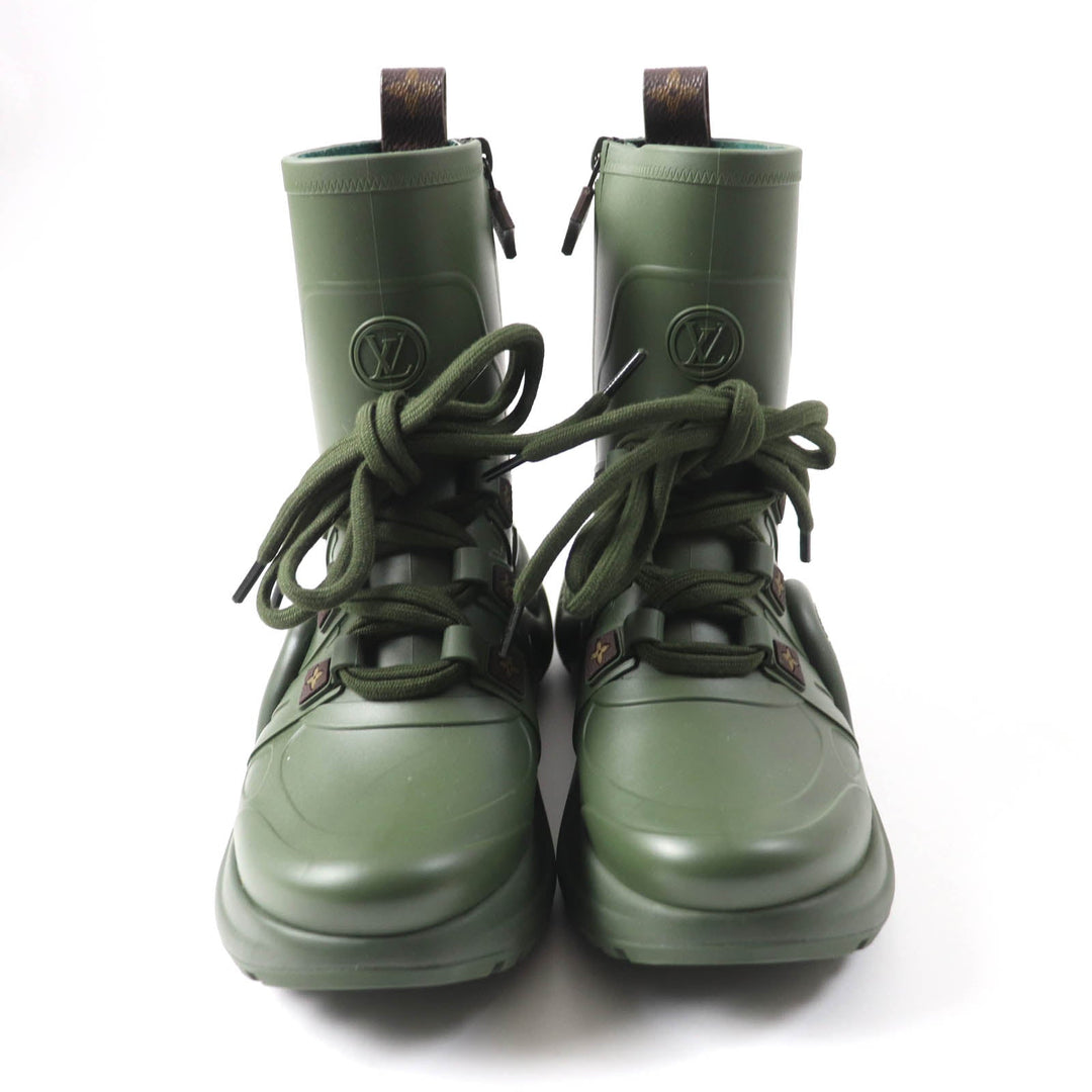 LOUIS VUITTON Rain shoes Main: Rubber khaki arc light line Women 36 Used Authentic