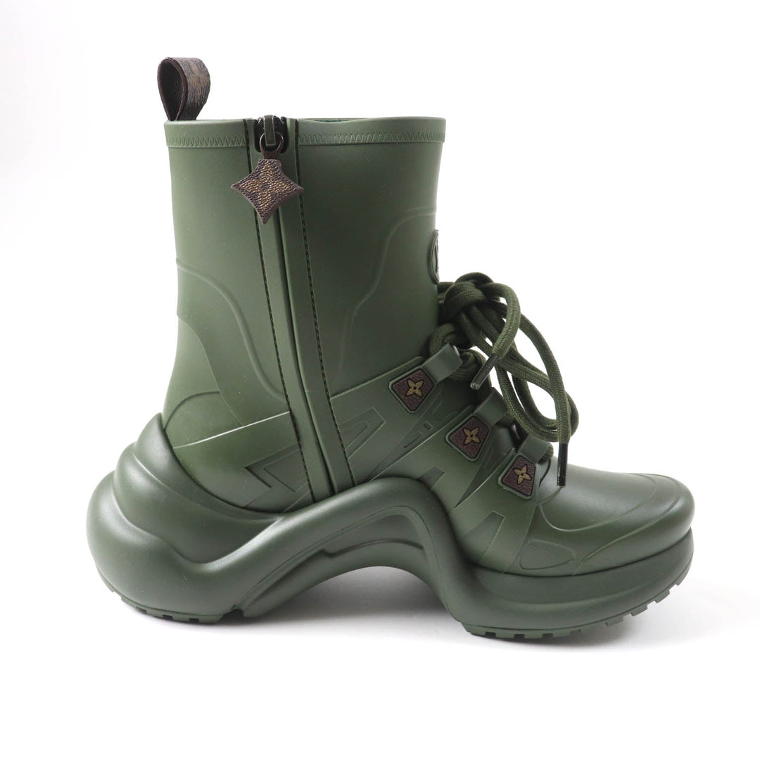 LOUIS VUITTON Rain shoes Main: Rubber khaki arc light line Women 36 Used Authentic
