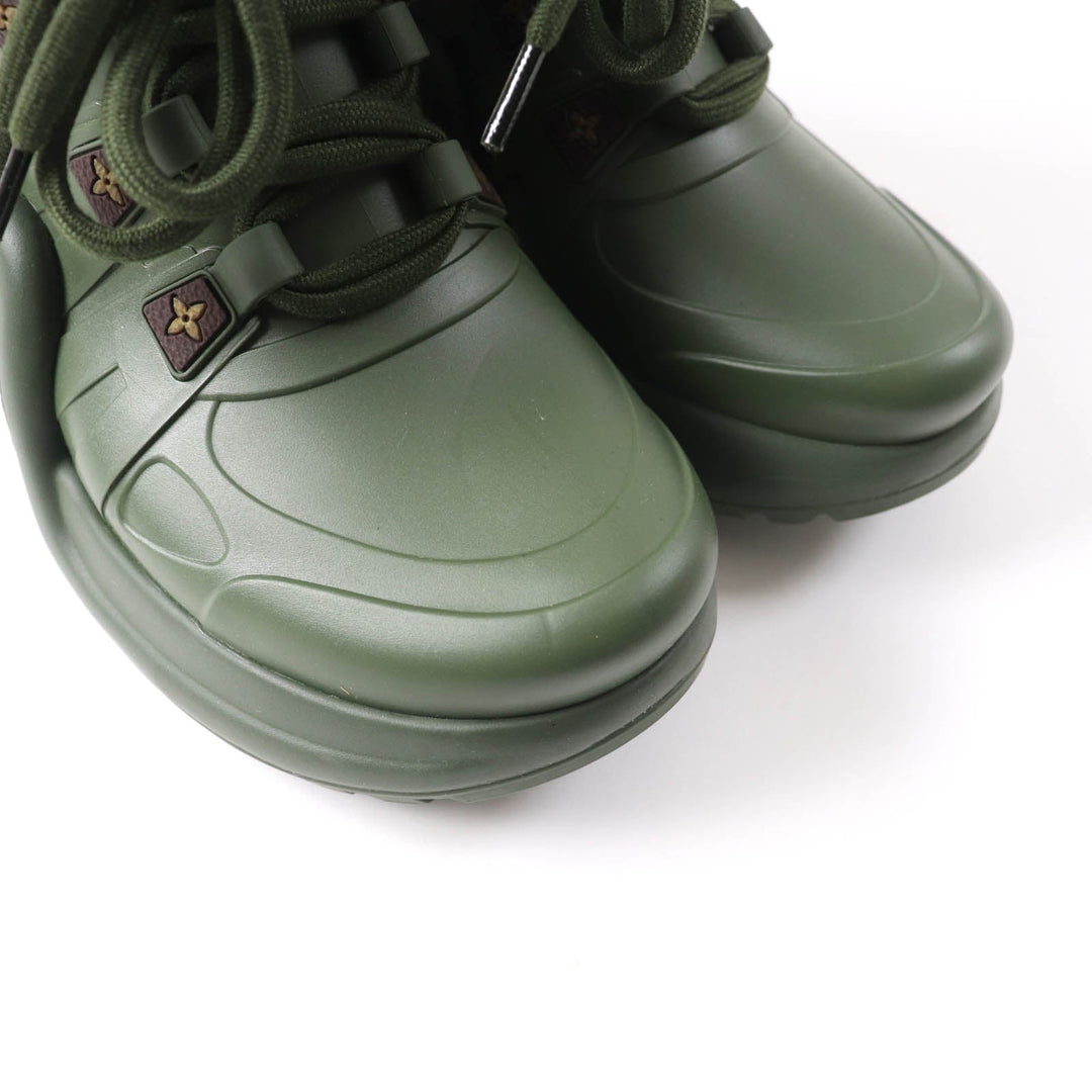 LOUIS VUITTON Rain shoes Main: Rubber khaki arc light line Women 36 Used Authentic