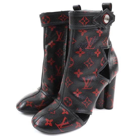 LOUIS VUITTON short boots Main: Leather Black red Women 37 Used Authentic