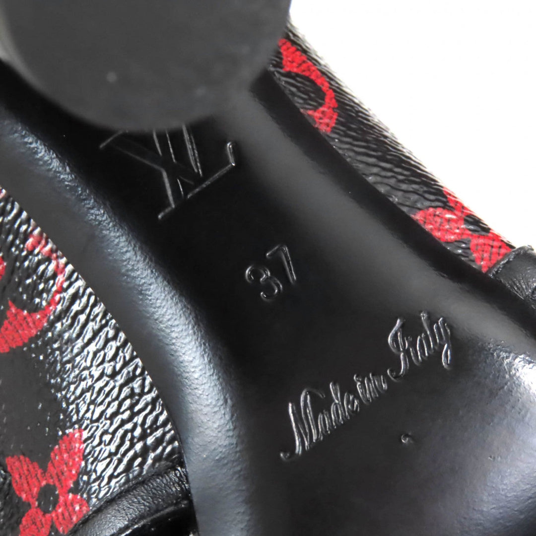 LOUIS VUITTON short boots Main: Leather Black red Women 37 Used Authentic