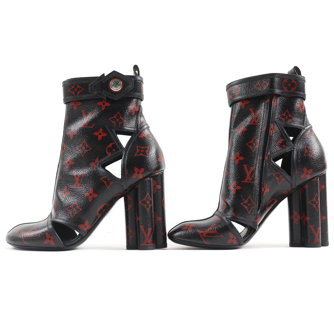 LOUIS VUITTON short boots Main: Leather Black red Women 37 Used Authentic