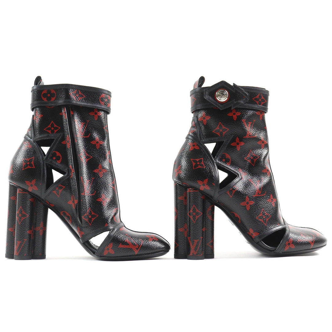 LOUIS VUITTON short boots Main: Leather Black red Women 37 Used Authentic