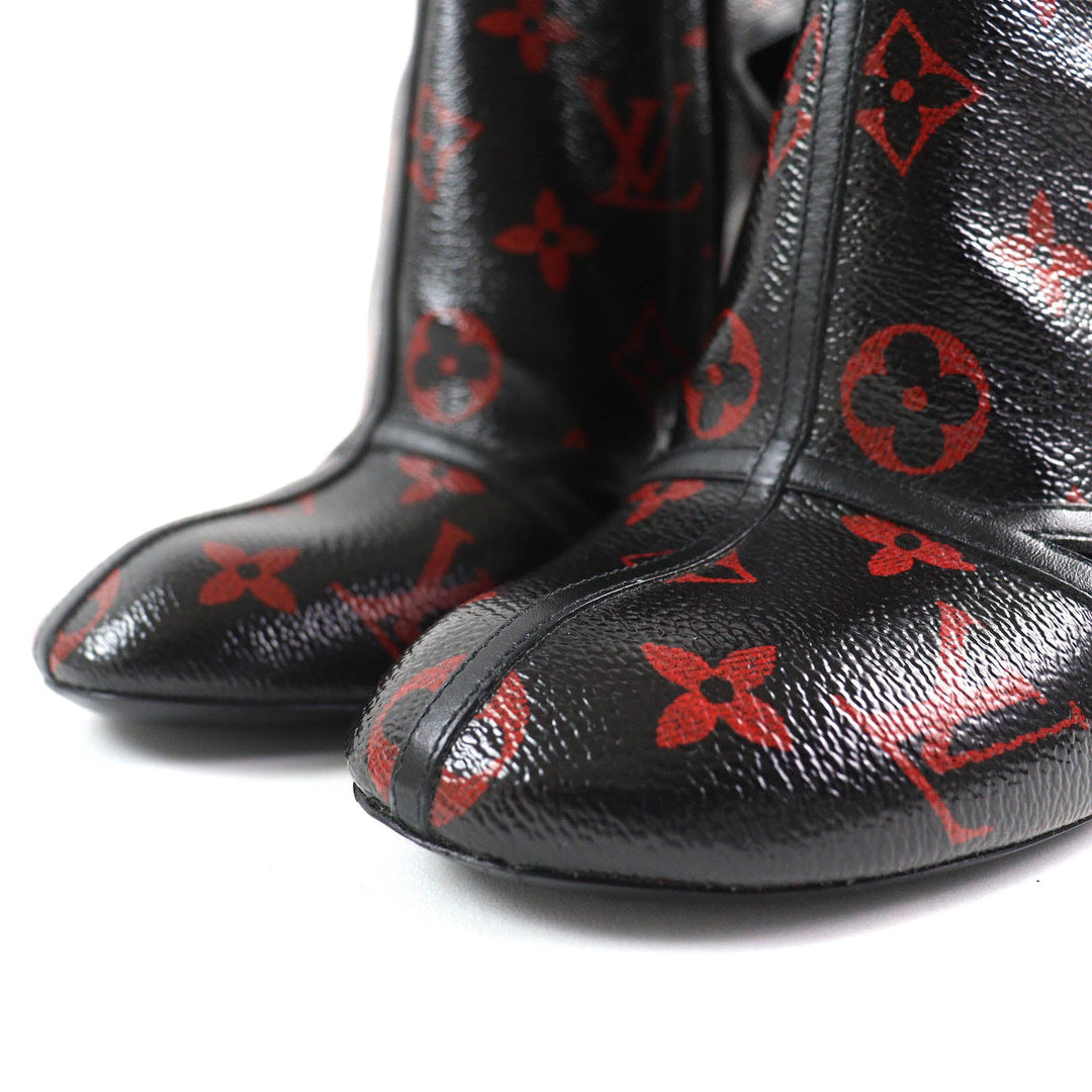 LOUIS VUITTON short boots Main: Leather Black red Women 37 Used Authentic