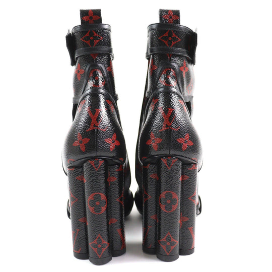 LOUIS VUITTON short boots Main: Leather Black red Women 37 Used Authentic