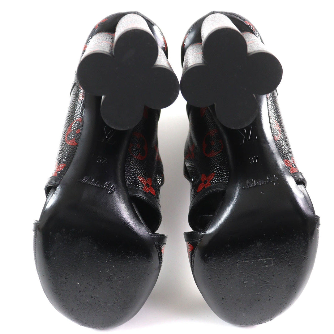 LOUIS VUITTON short boots Main: Leather Black red Women 37 Used Authentic