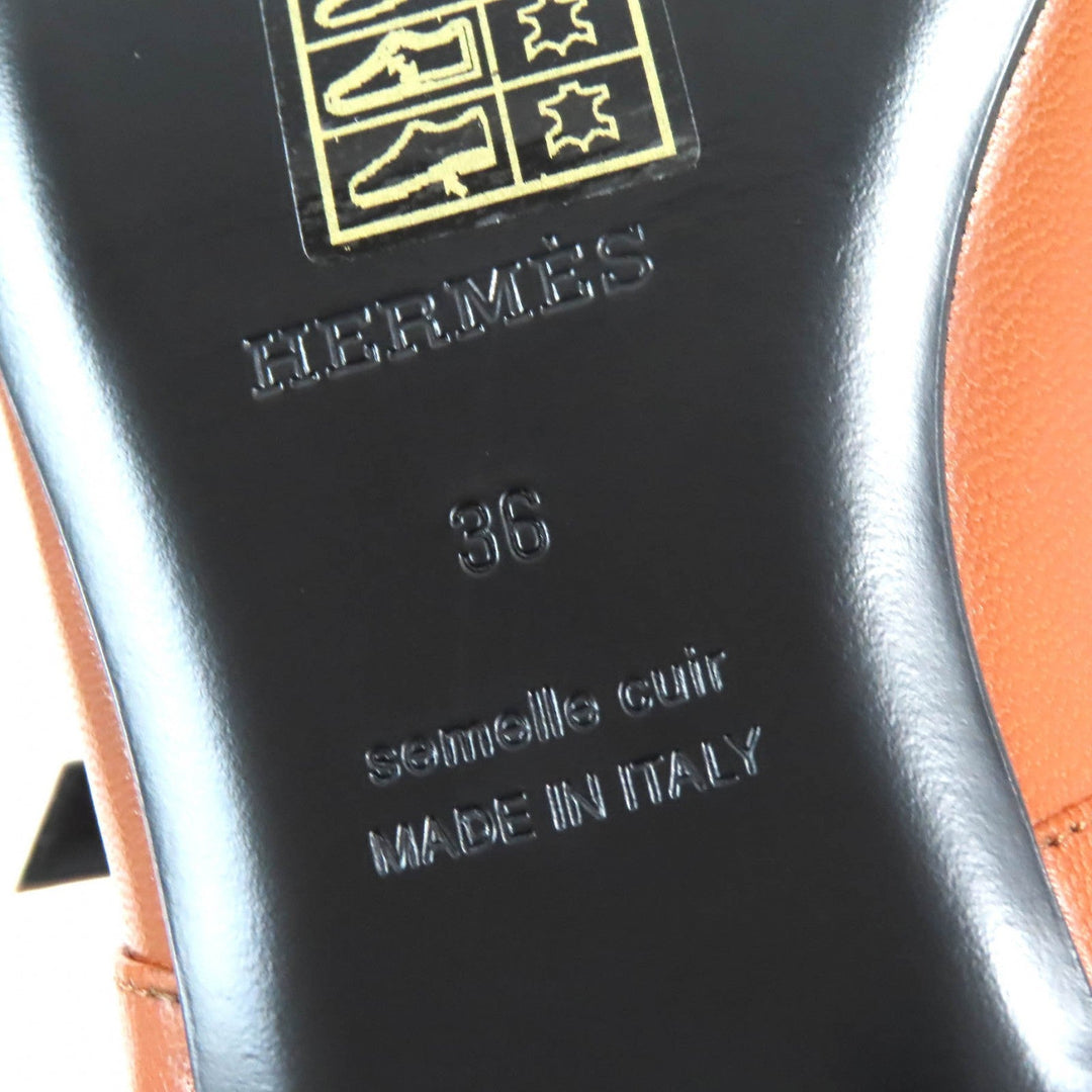 HERMES Ballet shoes 242047Z Main: Leather Maron Alzan Jane Women 36 Used Authentic