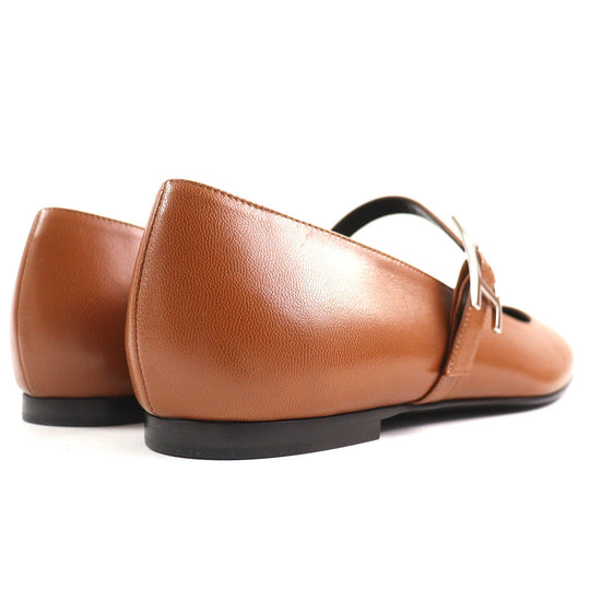 HERMES Ballet shoes 242047Z Main: Leather Maron Alzan Jane Women 36 Used Authentic