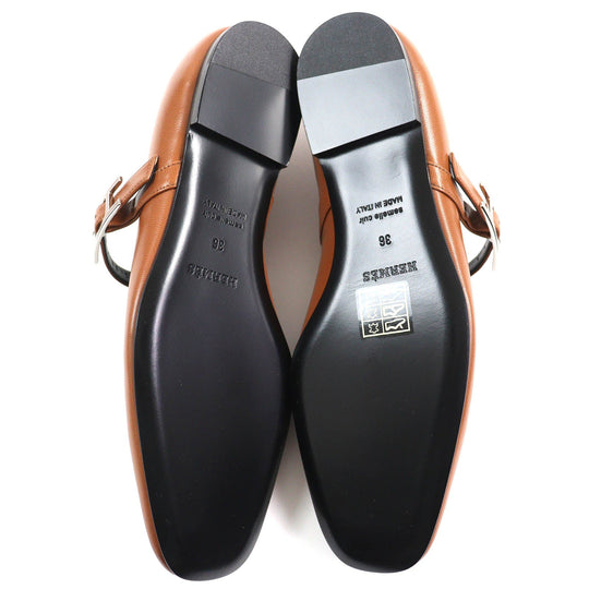 HERMES Ballet shoes 242047Z Main: Leather Maron Alzan Jane Women 36 Used Authentic