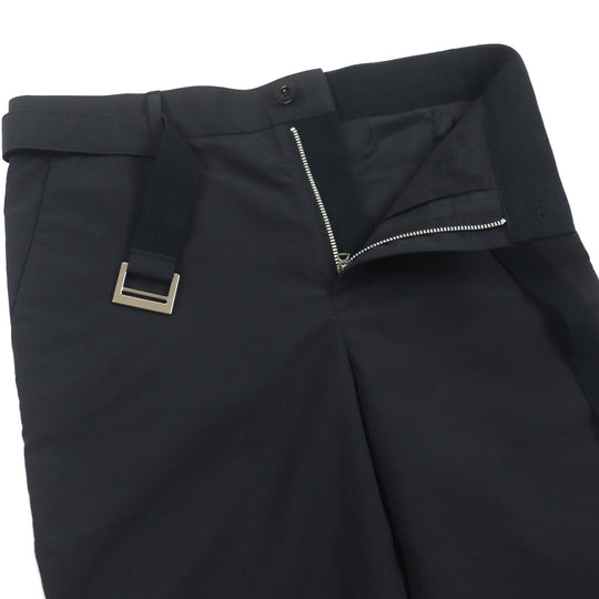Sacai Pants 23-03143M Outer: 100% polyester, Lining: 100% cupra, Part: 100% polyester, Part: 100% cotton black Matte Tatteta Punts mens 1 Used Authentic