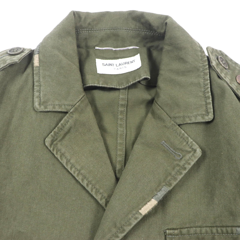 SAINT LAURENT PARIS Military jacket 598812 Outer: 77% cotton, Outer: 23% linen, Lining: 100% cotton, Part: polyester khaki mens 46 Used Authentic