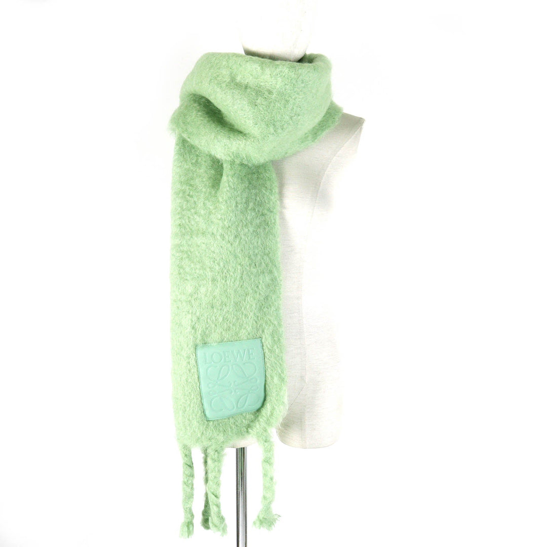 LOEWE Scarf Main: 73% mohair, Main: 24% wool, Main: 3% nylon Green type Women Used Authentic