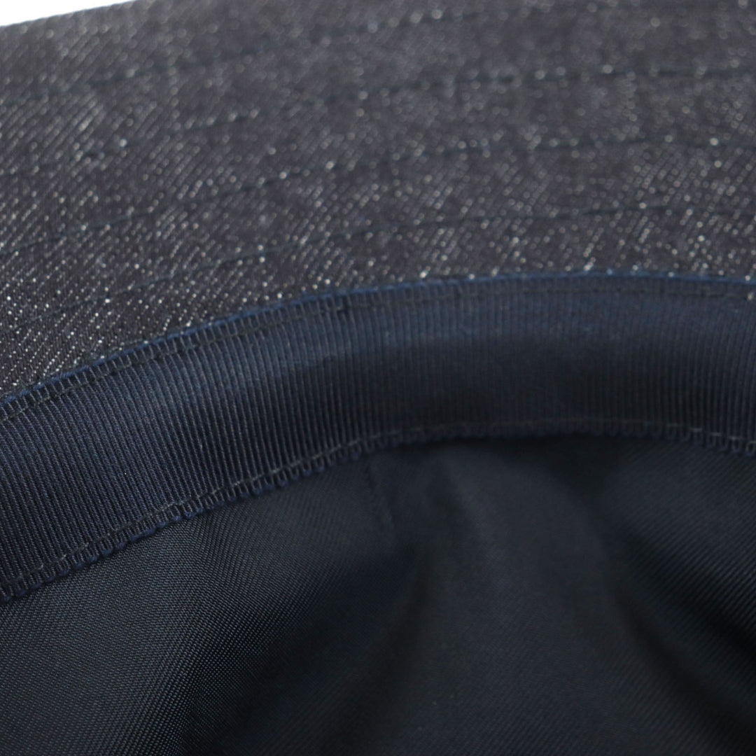 HERMES hat Outer: 100% cotton, Leather part: cowhide, Lining: 65% rayon, Lining: 35% silk, Part: 100% polyester Indigo Fred Crews Carrousel mens Used Authentic
