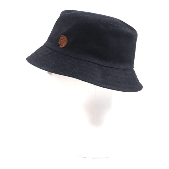 HERMES hat Outer: 100% cotton, Leather part: cowhide, Lining: 65% rayon, Lining: 35% silk, Part: 100% polyester Indigo Fred Crews Carrousel mens Used Authentic