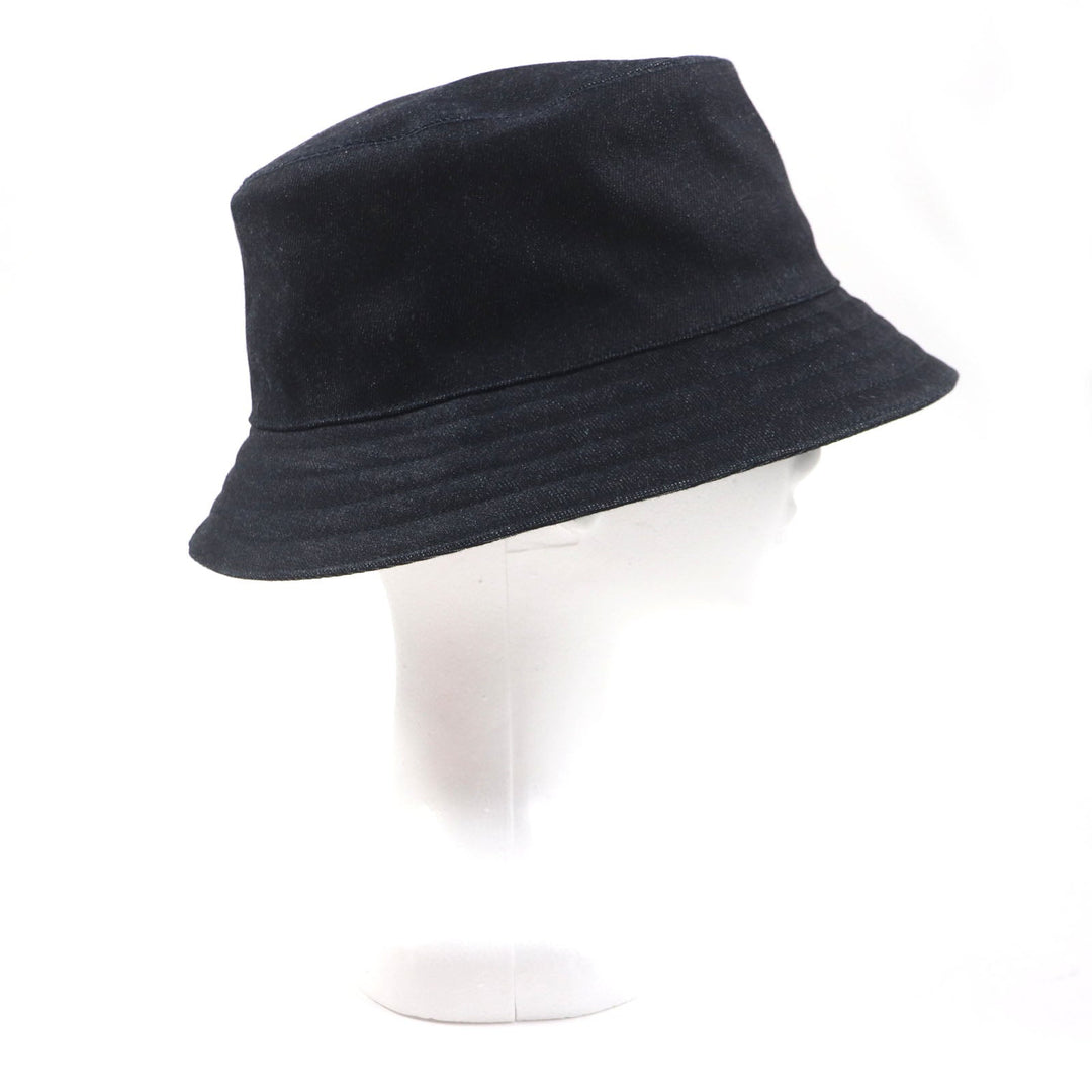 HERMES hat Outer: 100% cotton, Leather part: cowhide, Lining: 65% rayon, Lining: 35% silk, Part: 100% polyester Indigo Fred Crews Carrousel mens Used Authentic