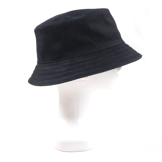 HERMES hat Outer: 100% cotton, Leather part: cowhide, Lining: 65% rayon, Lining: 35% silk, Part: 100% polyester Indigo Fred Crews Carrousel mens Used Authentic