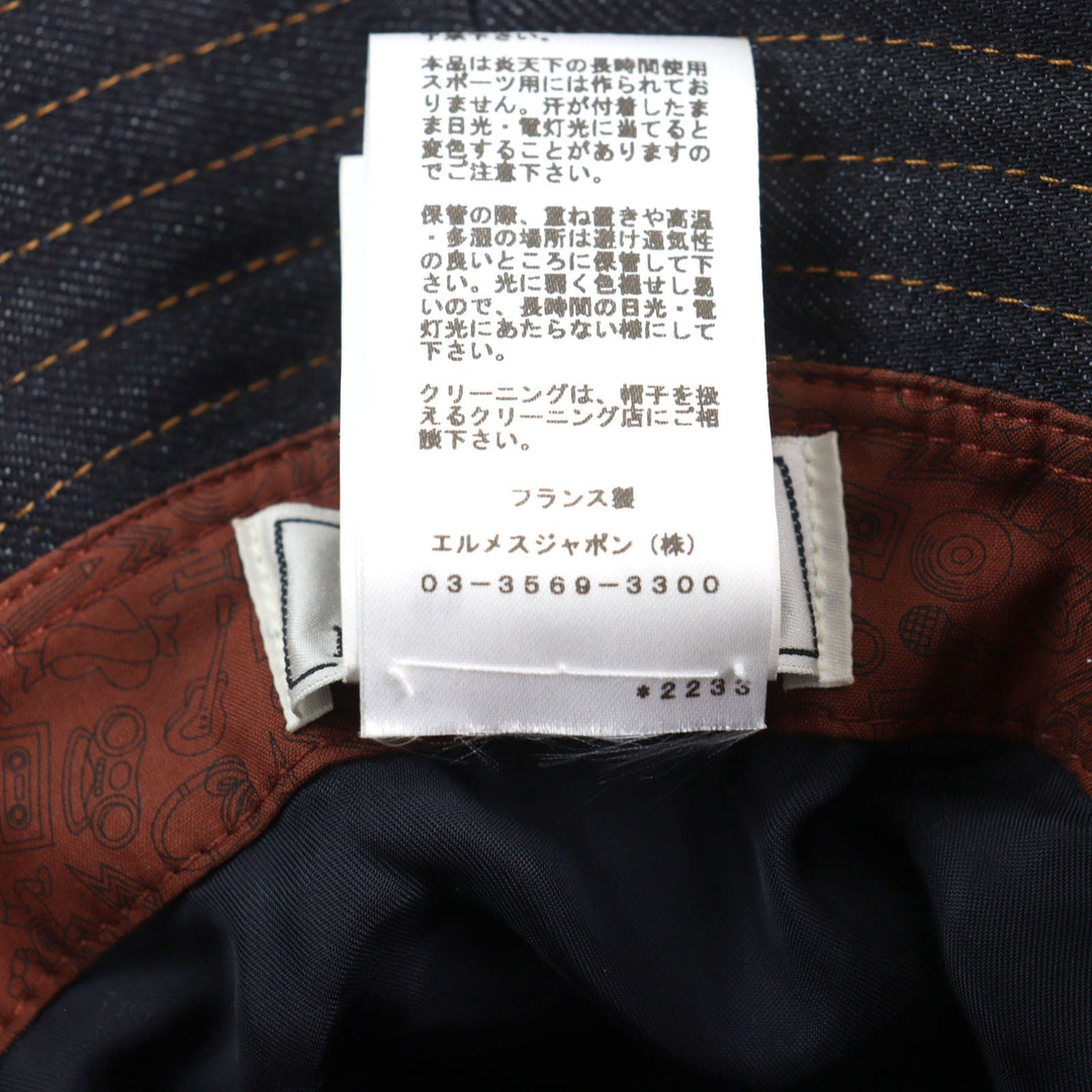 HERMES hat Main: 100% cotton Indigo blue mens 57 Used Authentic