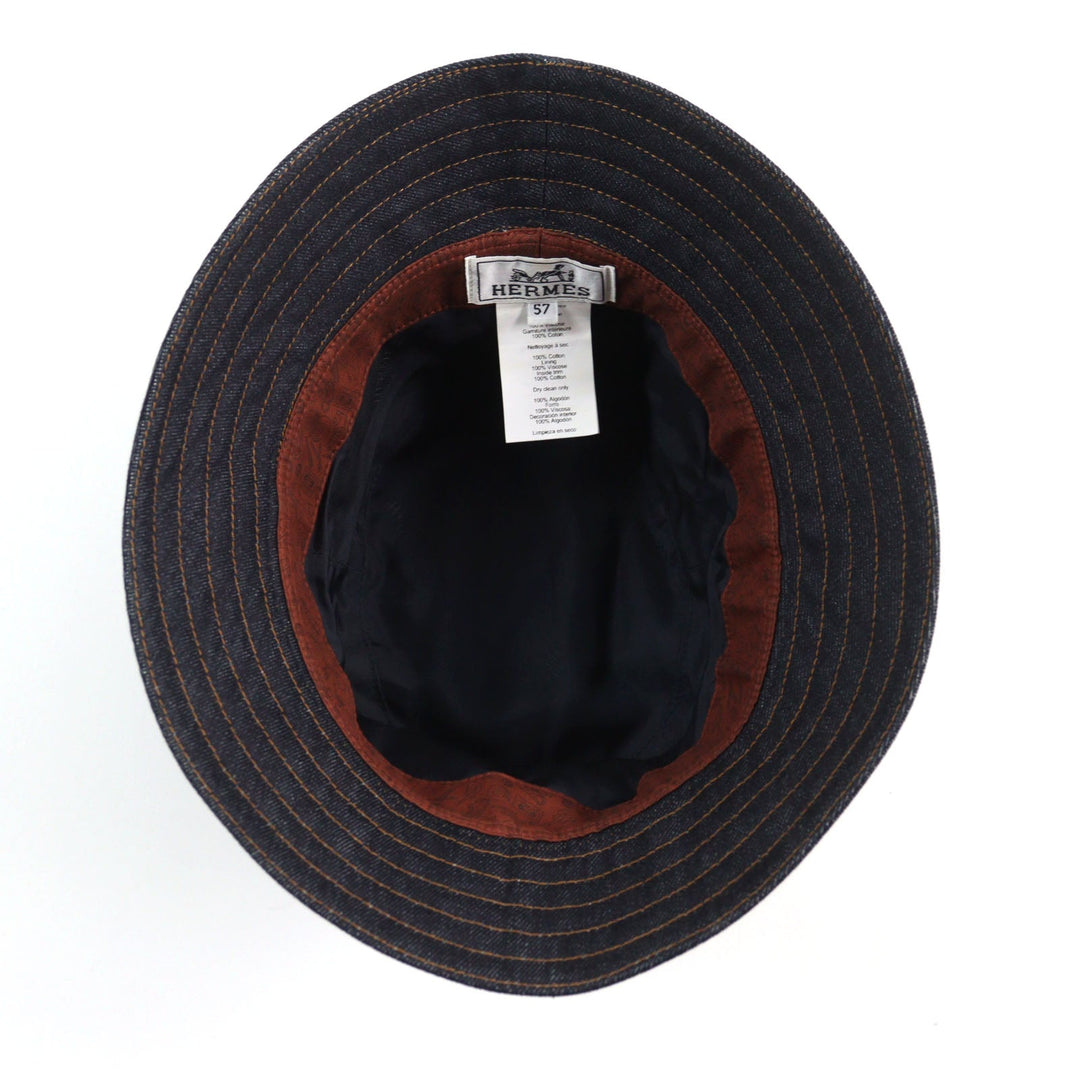 HERMES hat Main: 100% cotton Indigo blue mens 57 Used Authentic