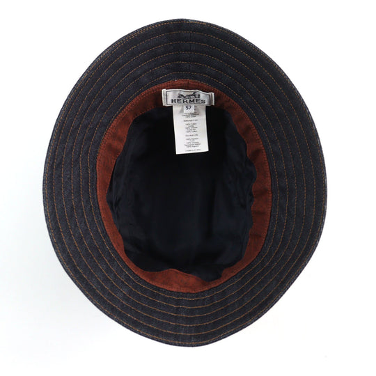 HERMES hat Main: 100% cotton Indigo blue mens 57 Used Authentic