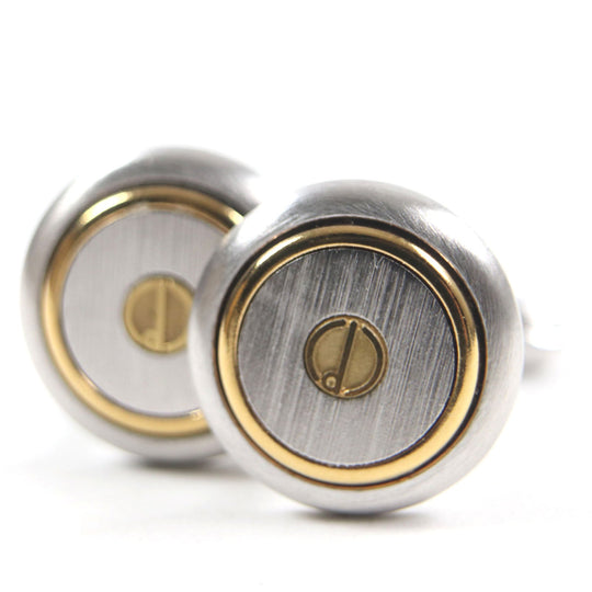 Dunhill cuffs metal Silver gold mens Used Authentic